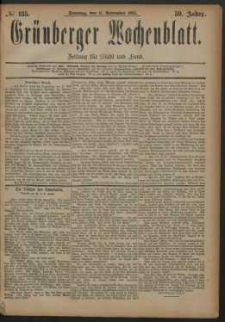 Gr&uuml;nberger Wochenblatt: Zeitung f&uuml;r Stadt und Land, No. 135. (11. November 1883)