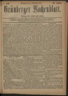 Gr&uuml;nberger Wochenblatt: Zeitung f&uuml;r Stadt und Land, No. 136. (14. November 1883)