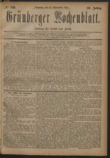 Gr&uuml;nberger Wochenblatt: Zeitung f&uuml;r Stadt und Land, No. 138. (18. November 1883)