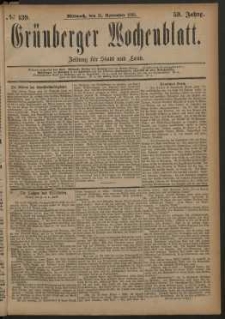 Gr&uuml;nberger Wochenblatt: Zeitung f&uuml;r Stadt und Land, No. 139. (21. November 1883)