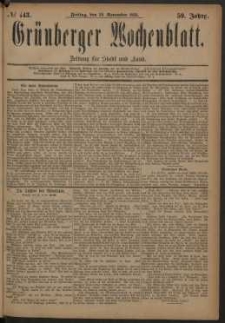 Gr&uuml;nberger Wochenblatt: Zeitung f&uuml;r Stadt und Land, No. 143. (30. November 1883)