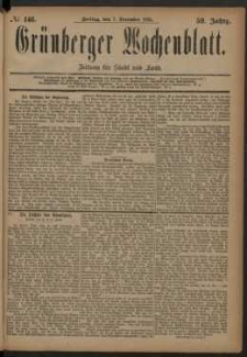 Gr&uuml;nberger Wochenblatt: Zeitung f&uuml;r Stadt und Land, No. 146. (7. December 1883)