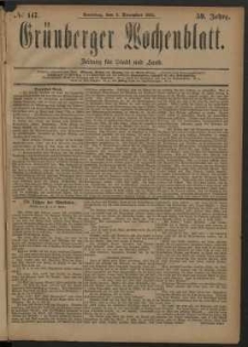 Gr&uuml;nberger Wochenblatt: Zeitung f&uuml;r Stadt und Land, No. 147. (9. December 1883)