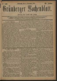 Gr&uuml;nberger Wochenblatt: Zeitung f&uuml;r Stadt und Land, No. 148. (12. December 1883)