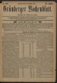 Gr&uuml;nberger Wochenblatt: Zeitung f&uuml;r Stadt und Land, No. 152. (21. December 1883)