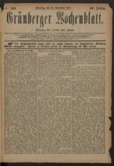 Gr&uuml;nberger Wochenblatt: Zeitung f&uuml;r Stadt und Land, No. 153. (23. December 1883)