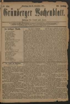 Gr&uuml;nberger Wochenblatt: Zeitung f&uuml;r Stadt und Land, No. 154. (25. December 1883)