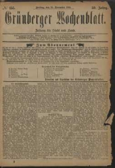 Gr&uuml;nberger Wochenblatt: Zeitung f&uuml;r Stadt und Land, No. 155. (28. December 1883)