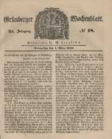 Gr&uuml;nberger Wochenblatt, No. 18. (1. M&auml;rz 1849).
