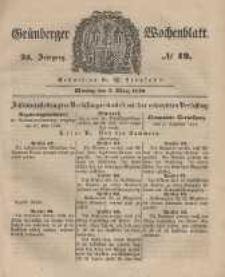 Gr&uuml;nberger Wochenblatt, No. 19. (5. M&auml;rz 1849).