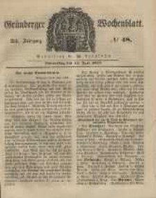 Gr&uuml;nberger Wochenblatt, No. 48. (14. Juni 1849).