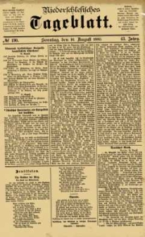 Niederschlesisches Tageblatt, no 190 (Sonntag, den 16. August 1885)