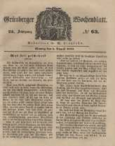Gr&uuml;nberger Wochenblatt, No. 63. (6. August 1849).