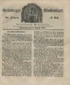 Gr&uuml;nberger Wochenblatt, No. 64. (9. August 1849).