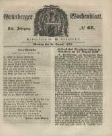 Gr&uuml;nberger Wochenblatt, No. 67. (20. August 1849).