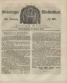 Gr&uuml;nberger Wochenblatt, No. 68. (23. August 1849).