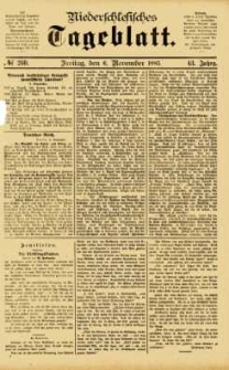 Niederschlesisches Tageblatt, no 260 (Freitag, den 6. November 1885)