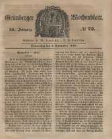 Gr&uuml;nberger Wochenblatt, No. 72. (6. September 1849).
