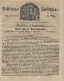 Gr&uuml;nberger Wochenblatt, No.74. (13. September 1849).
