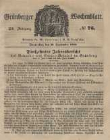 Gr&uuml;nberger Wochenblatt, No. 76. (20. September 1849).