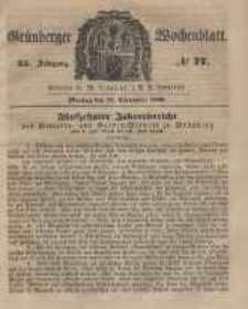 Gr&uuml;nberger Wochenblatt, No. 77. (24. September 1849).