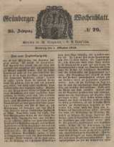Gr&uuml;nberger Wochenblatt, No. 79. (1. October 1849).