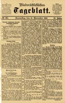 Niederschlesisches Tageblatt, no 265 (Donnerstag, den 12. November 1885)