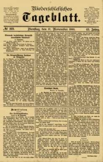Niederschlesisches Tageblatt, no 269 (Dienstag, den 17. November 1885)