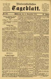 Niederschlesisches Tageblatt, no 282 (Mittwoch, den 2. Dezember 1885)