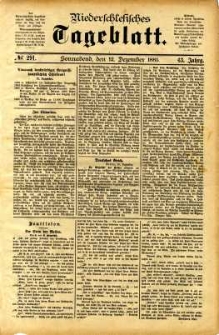 Niederschlesisches Tageblatt, no 291 (Sonnabend, den 12. Dezember 1885)