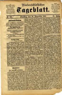 Niederschlesisches Tageblatt, no 303 (Dienstag, den 29. Dezember 1885)