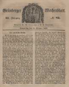 Gr&uuml;nberger Wochenblatt, No. 82. (11. October 1849).