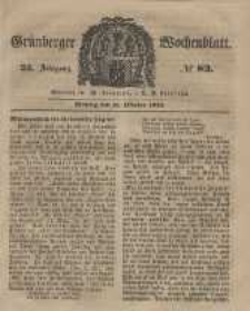 Gr&uuml;nberger Wochenblatt, No. 83. (15. October 1849).