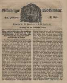 Gr&uuml;nberger Wochenblatt, No. 91. (12. November 1849).