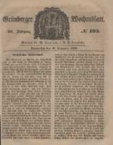 Gr&uuml;nberger Wochenblatt, No. 102. (20. December 1849).