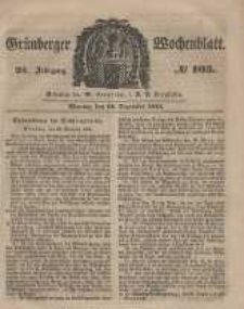 Gr&uuml;nberger Wochenblatt, No. 103. (24. December 1849).