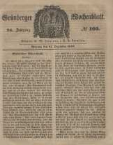 Gr&uuml;nberger Wochenblatt, No. 105. (31. December 1849).