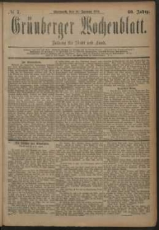 Gr&uuml;nberger Wochenblatt: Zeitung f&uuml;r Stadt und Land, No. 7. (16. Januar 1884)