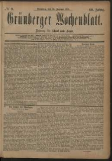 Grünberger Wochenblatt: Zeitung für Stadt und Land, No. 9. (20. Januar 1884)