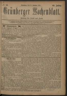 Grünberger Wochenblatt: Zeitung für Stadt und Land, No. 12. (27. Januar 1884)