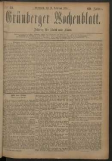 Grünberger Wochenblatt: Zeitung für Stadt und Land, No. 19. (13. Februar 1884)