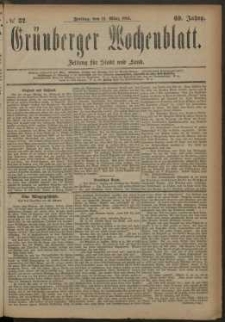 Grünberger Wochenblatt: Zeitung für Stadt und Land, No. 32. (14. März 1884)
