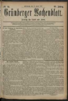 Grünberger Wochenblatt: Zeitung für Stadt und Land, No. 73. (18. Juni 1884)