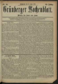 Gr&uuml;nberger Wochenblatt: Zeitung f&uuml;r Stadt und Land, No. 76. (25. Juni 1884)