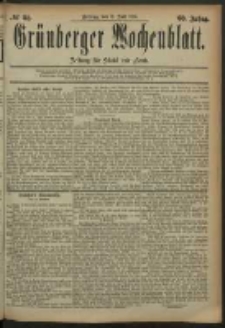 Gr&uuml;nberger Wochenblatt: Zeitung f&uuml;r Stadt und Land, No. 83. (11. Juli 1884)