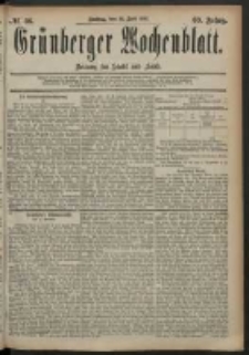 Grünberger Wochenblatt: Zeitung für Stadt und Land, No. 86. (18. Juli 1884)