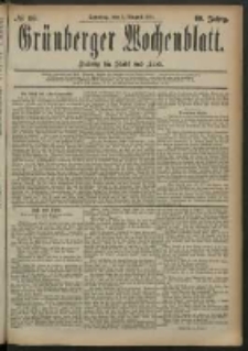 Grünberger Wochenblatt: Zeitung für Stadt und Land, No. 93. (3. August 1884)
