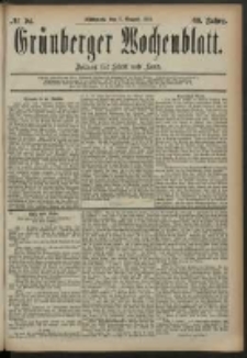 Gr&uuml;nberger Wochenblatt: Zeitung f&uuml;r Stadt und Land, No. 94. (6. August 1884)