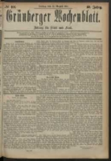 Gr&uuml;nberger Wochenblatt: Zeitung f&uuml;r Stadt und Land, No. 101. (22. August 1884)