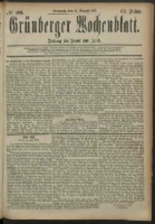 Gr&uuml;nberger Wochenblatt: Zeitung f&uuml;r Stadt und Land, No. 103. (27. August 1884)